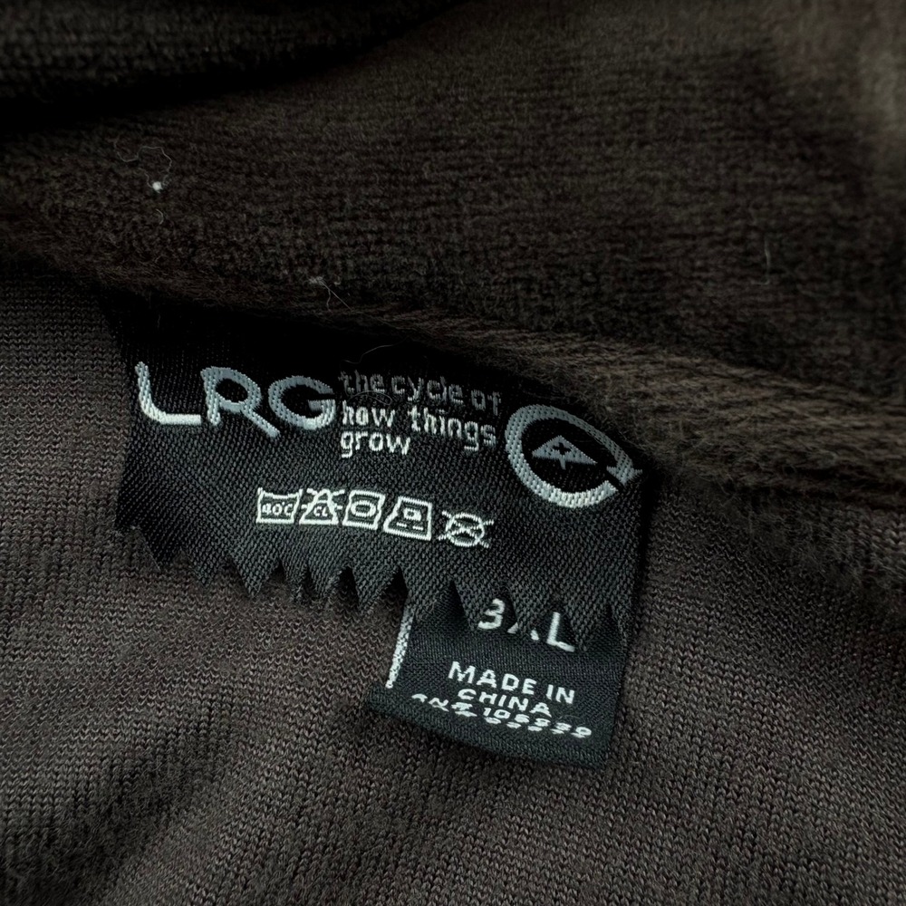 LRG Lifted Research Group Velour Zip Hoodie Jacket 3XL Brown‎ Logo Y2K Urban - Picture 9 of 14